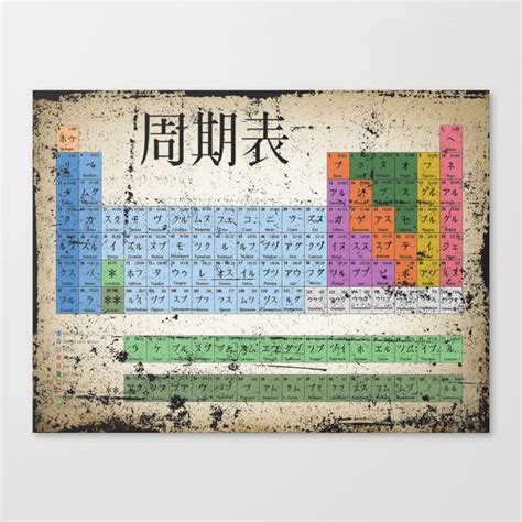 Japan Japanese Periodic Table Of The Elements Vintage Chart Silver