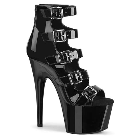 Adore 700 33 Black Patent Stripper Boot Stripper Shoes 7 Inch Heels