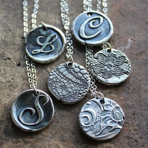 Salt Doughjewelry Wax Seal Monogram Reversible Lace Necklace