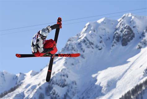 Nicholas Goepper Of Us Performs Jump During Mens Freestyle Skiing