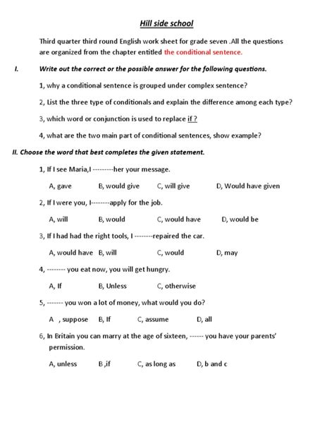 Grade 7 English Worksheet 3 Pdf