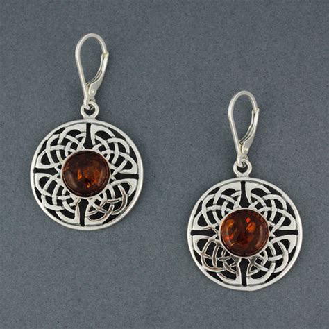 Amber Large Celtic Circle Earrings Green River Silver Co