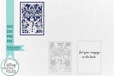 Download Merry Christmas card papercut svg laser cut cricut ...