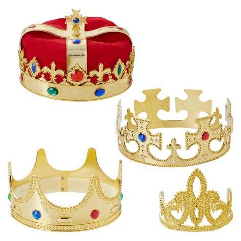 4 Pieces King And Queen Crowns Set For Kids Gold Crowns And Tiara For