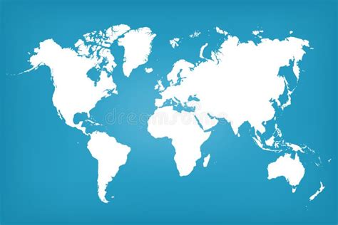 Blue Map World Worldmap Global Worldwide Globe Continents On Cyan