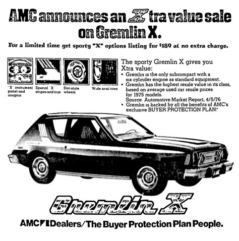 Amc Gremlin X May 1976 Amc Gremlin Car Dealerships Subcompact