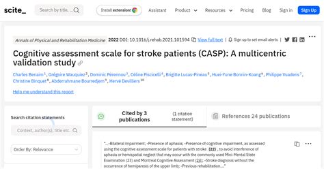 Cognitive Assessment Scale For Stroke Patients Casp A Multicentric