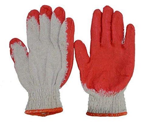 Buy Hub Special Red Latex Rubber Palm Coated Work Cotton Gloves100