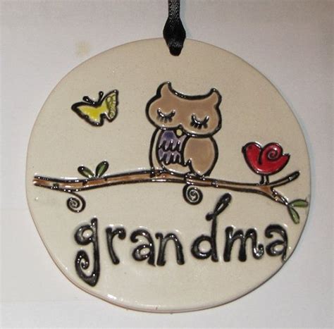 Personalized Grandma Owl Ornament Handmade Ceramic On Etsy 10 00 Owl Ornament Handmade