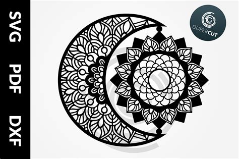 Svg Pdf Dxf Sun Moon Mandala Papercutting Template