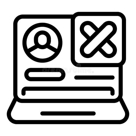 Laptop Delete Account Icon Outline Vector Web Service Stock Vector