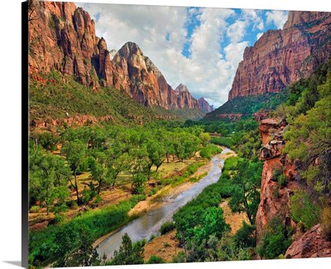 Zion Canyon And Virgin River Zion National Park Utah Wall Art Canvas