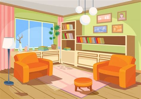 Download living room cartoon stock vectors. Vector illustration of a cartoon interior of an orange ...