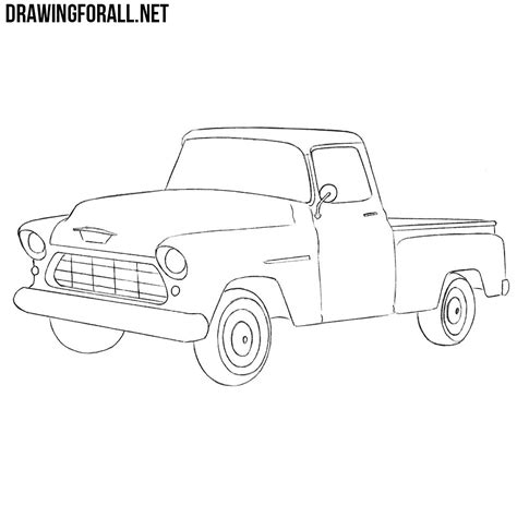 Outline Chevy Silverado Drawing Silverado Chevy Draw Truck Step