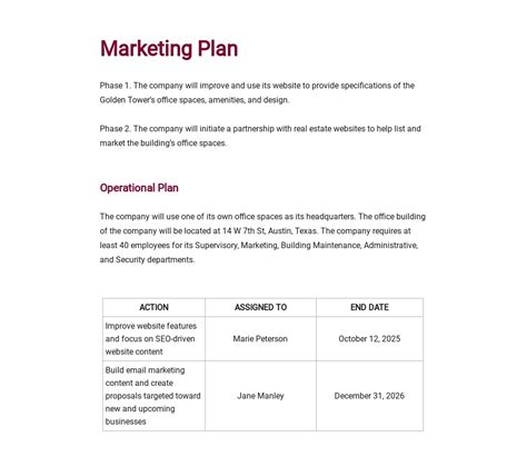 Real Estate Business Plan Template Word