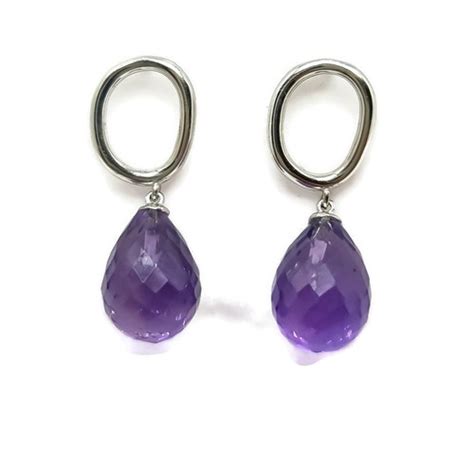 Sterling Silver Purple Amethyst Earrings Naked Gemstone Series Cmfdesigns