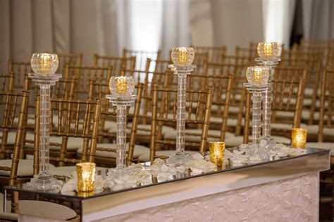 Gold And Crystal Votives At Ceremony