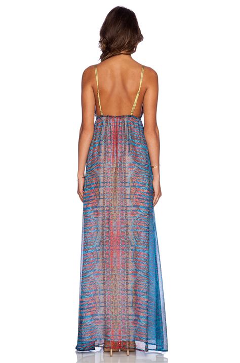 Gypsy 05 Printed Spaghetti Strap Maxi Dress In Blue Prismatic Blue Lyst