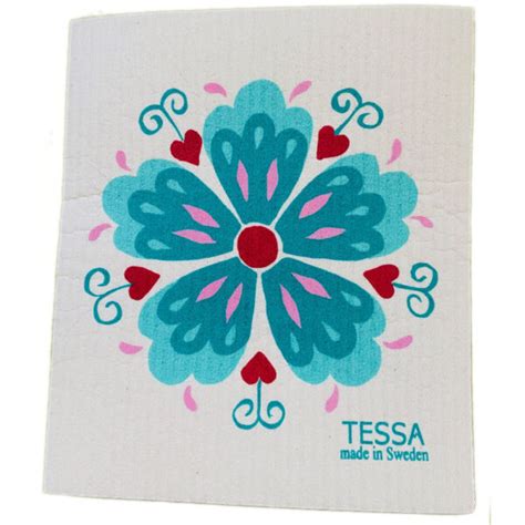 Tessa Teal Flower Rosemaling Dish Cloth Vail Farmers Market And Art Show