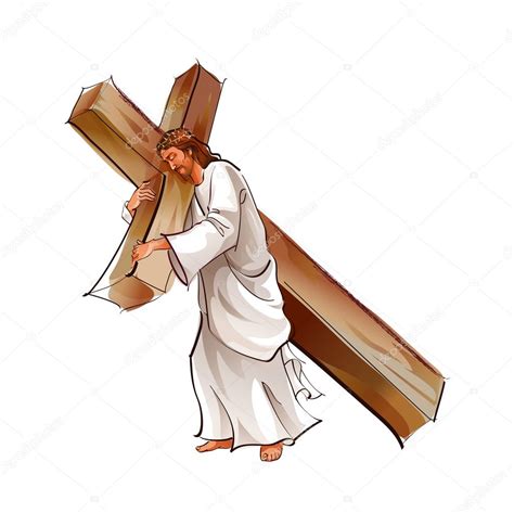 Side View Of Jesus Christ Holding Cross — Stock Vector © Zzve 11233072