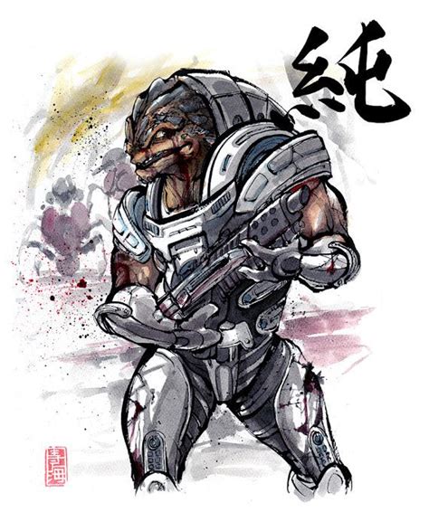 8x10 Print Mass Effect Urdnot Grunt Japanese Calligraphy By Mycks 12