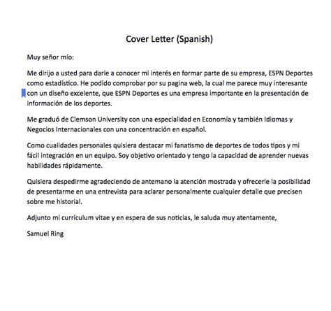 Ejemplo De Cover Letter En Español Ejemplo Sencillo Images And Photos