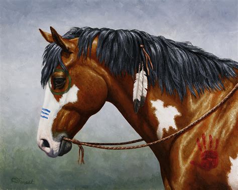 Bay Native American War Horse Painting By Crista Forest Fine Art America