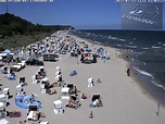 Heringsdorf (Usedom): Blick von der Seebrücke zum ZDF EM Studio ...