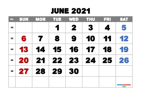 June 2021 Calendar Printable Free Template M21alphaecho1