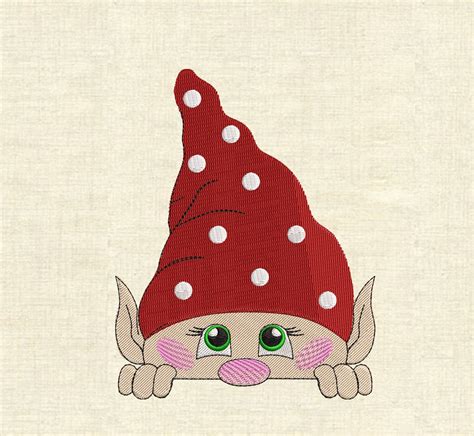 Machine Embroidery Designs Peeking Gnome Etsy