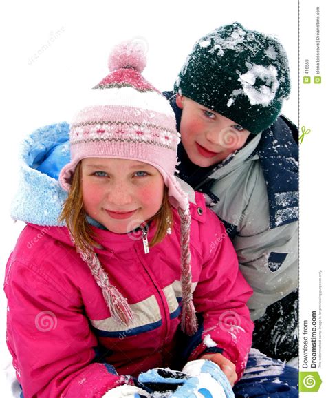 Children Playing In Snow Royalty Free Stock Images Image