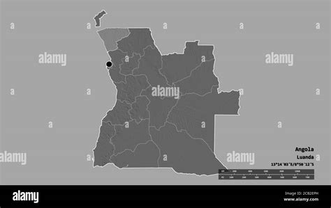 Desaturated Shape Of Angola With Its Capital Main Regional Division