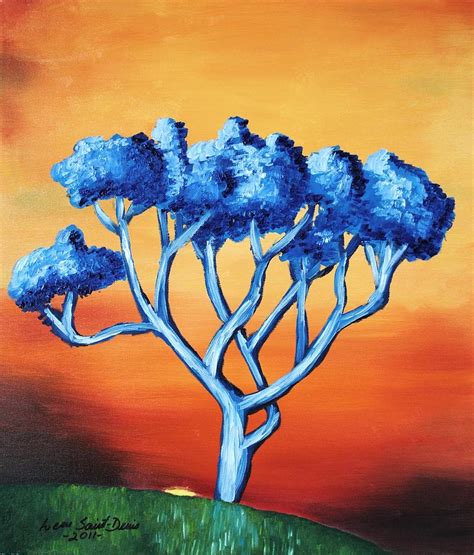 African Blue Tree Painting By Leon Saint Denis Fine Art America