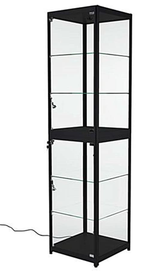 Portable Trade Show Display Case Black Showcase With 6