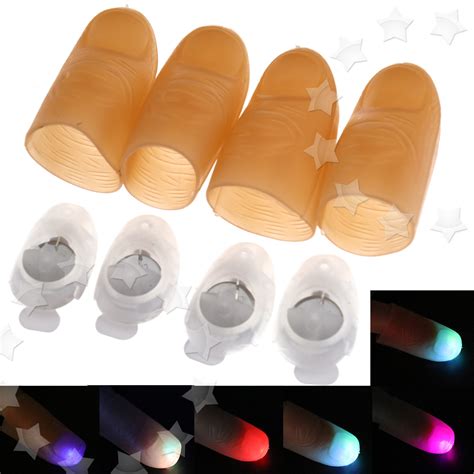 4 x magic light up thumb props fingers led trick finger lights novel ebay