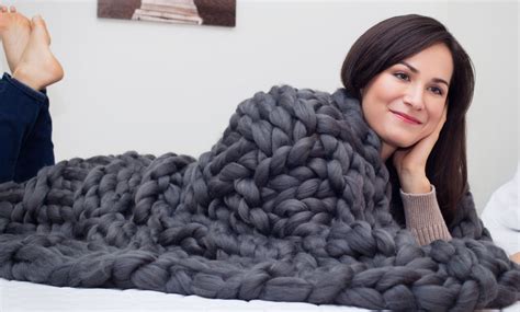 Super Chunky Merino Blanket Arm Knit Blanket Merino Wool Blanket