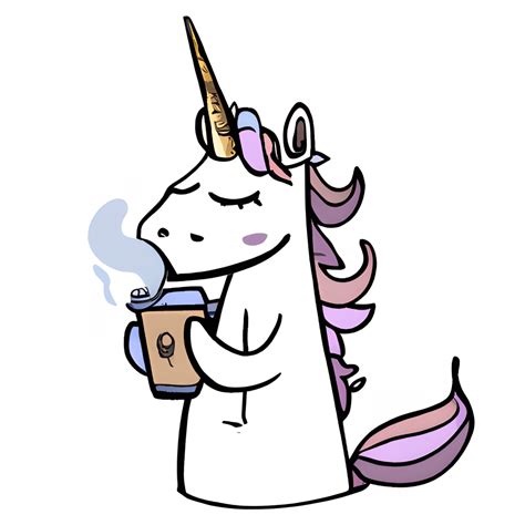 Unicorn Drinking Coffee Graphic · Creative Fabrica