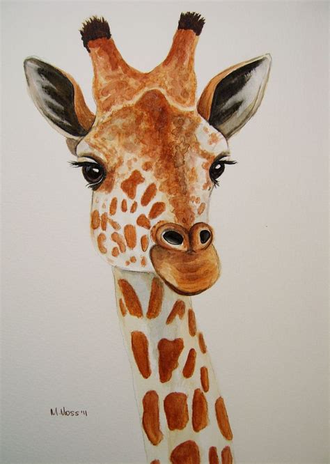 Giraffe Portrait In Watercolour Giraffe Art Giraffe Painting