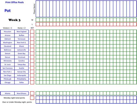 Printable Football Pool Master Sheets Football Pool Office Football