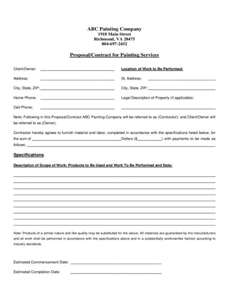 Free Printable Contractor Bid Forms Template Business