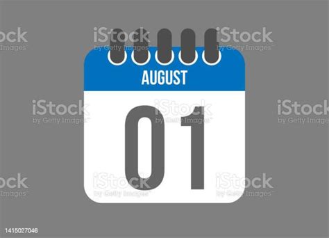 1 Calendar August Calendar Icon For August Days In Blue Color On Dark