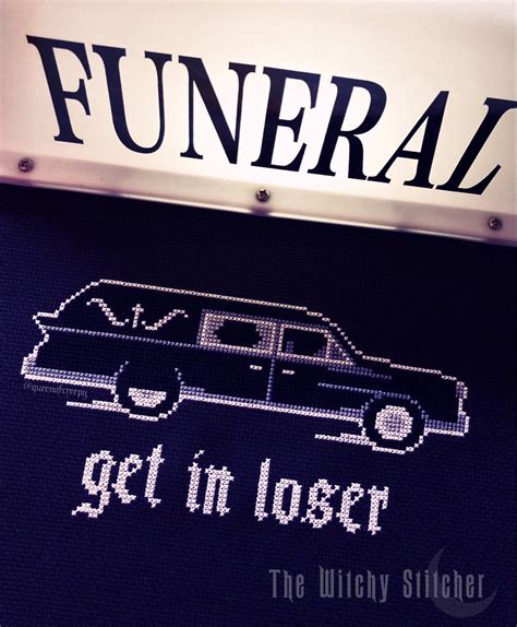 Hearse Get In Loser ~ Gothic Cross Stitch Pattern ~ Occult Funny