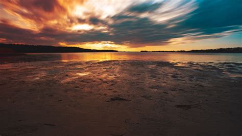Wallpaper Coast Lake Horizon Sunset Hd Picture Image