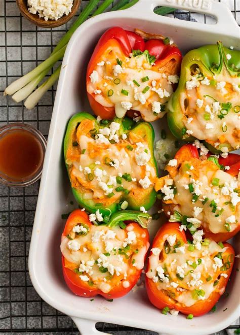 Buffalo Chicken Stuffed Peppers Healthy Low Carb