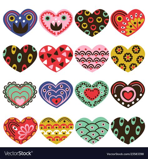 Set Of Isolated Vintage Hearts Royalty Free Vector Image