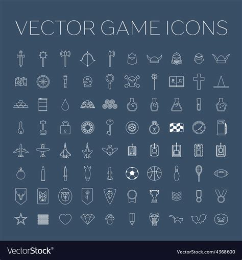 Line Art Game Icons Set Royalty Free Vector Image