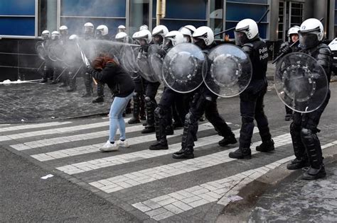 Belgian Police Use Tear Gas And Water Cannon As Protesters March