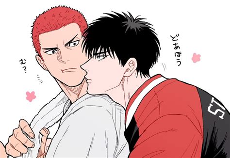 Sakuragi Hanamichi And Rukawa Kaede Slam Dunk Drawn By Gorii Danbooru