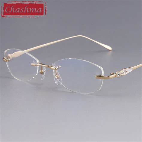 Chashma Designer Eyeglasses Diamond Rimless Titanium Stone Lenses Wome Fuzweb