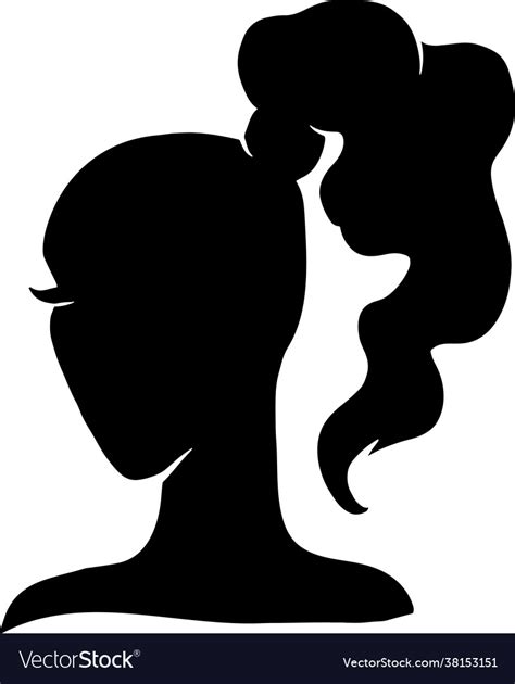 Black Beauty Girl Silhouette With Ponytail Vector Image
